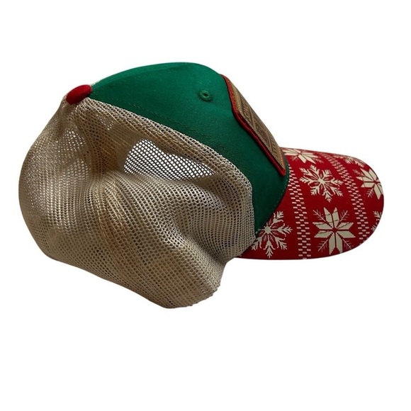 Buc-ee's Christmas Trucker Cap Red Green Mesh Adjustable Hat Unisex - Picture 3 of 8